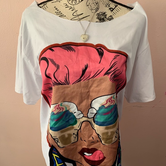 White Icecream Face Tshirt Dress🍦!! - Picture 1 of 3